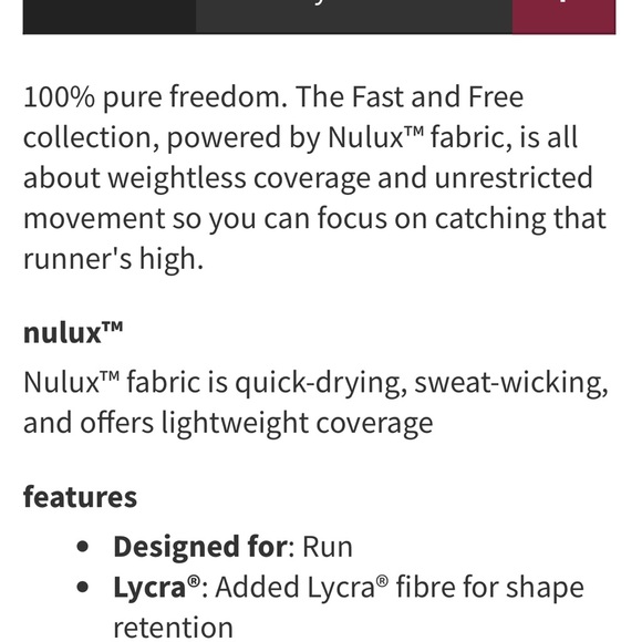 $128 Lululemon Fast and Free Tight 28" *Non-Reflective Dark Red - Picture 7 of 8